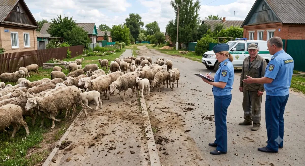 Житель Железногорского района пожаловался на овец, загрязняющих дороги