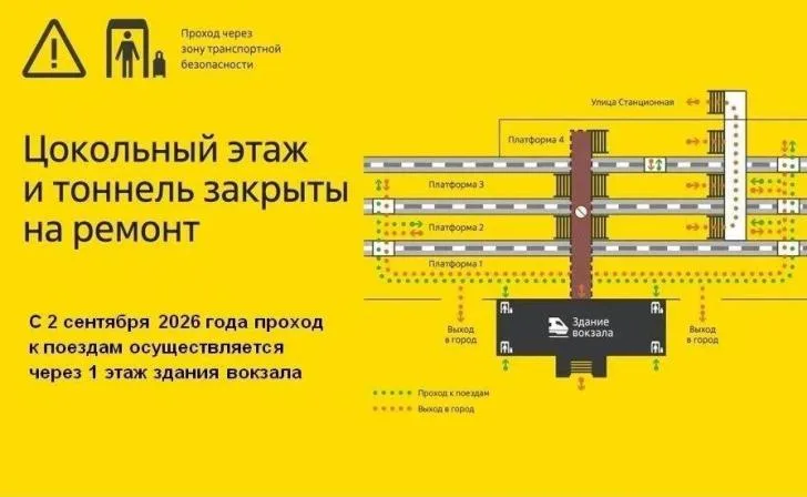Изменения в проходе на железнодорожном вокзале Курска с 2 сентября