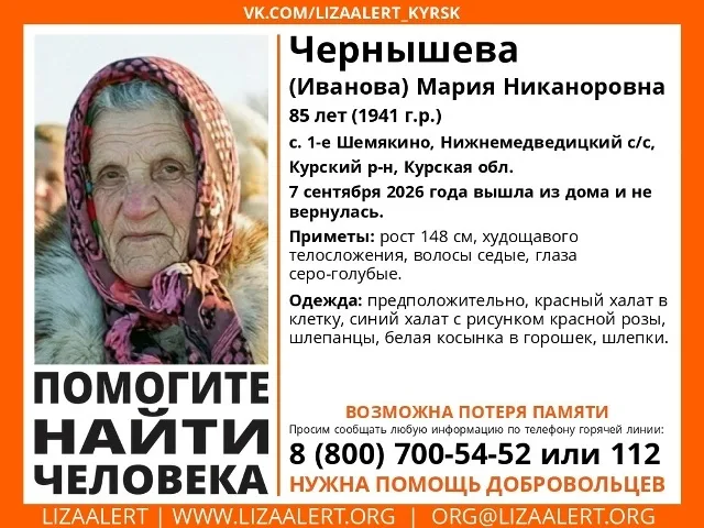 В Курской области продолжаются поиски пропавшей 85-летней женщины